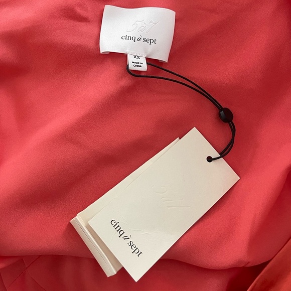 Cinq à Sept Stace One Shoulder Silk Top Neon Coral Size XS - Picture 9 of 10